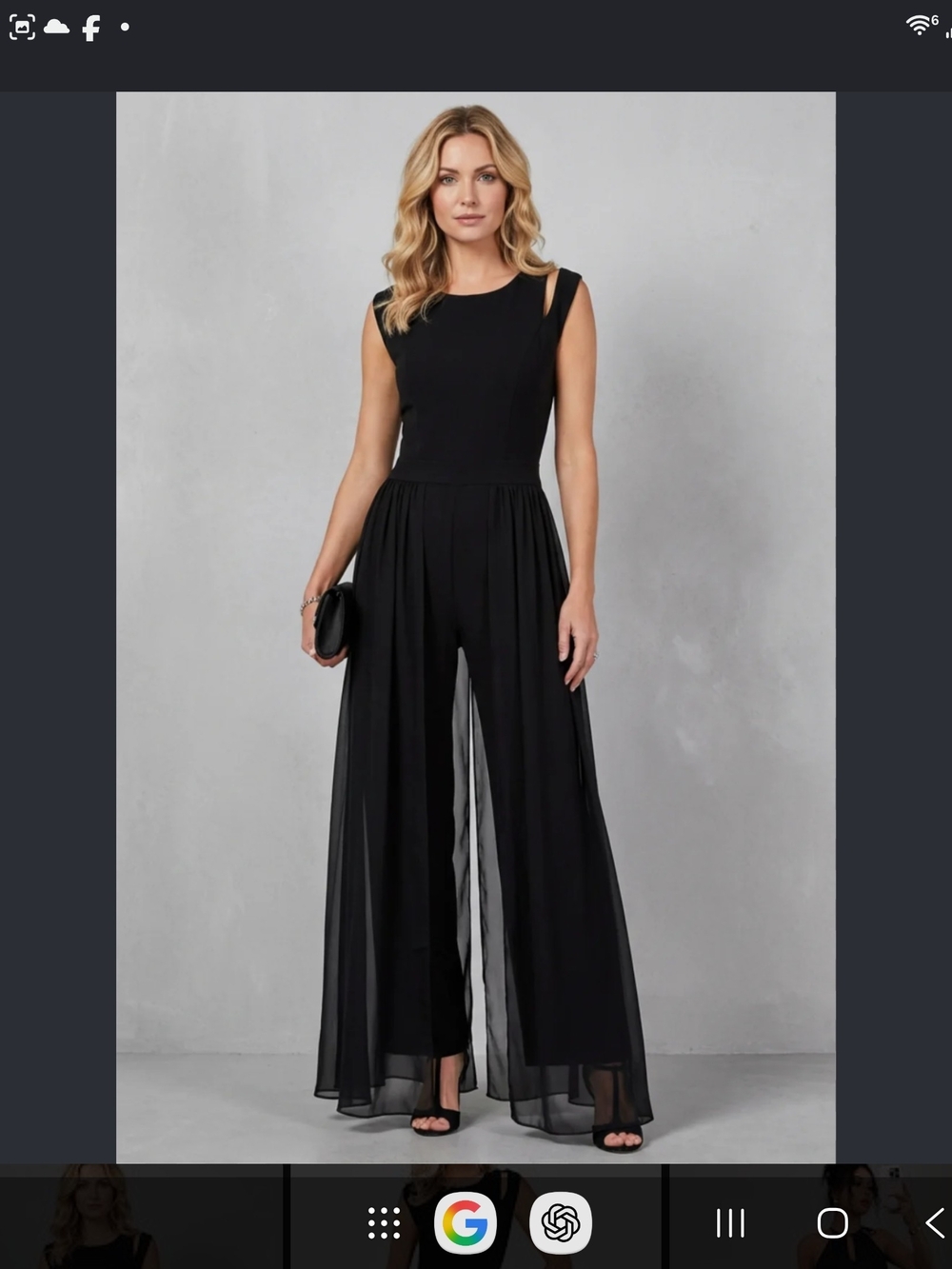 Stunning Interplay Couture Black Chiffon Wide-Leg Evening Jumpsuit